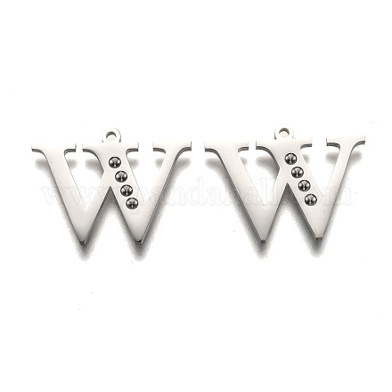 304 pendentif lettre en acier inoxydable sertis strass STAS-Y006-61P-W-1