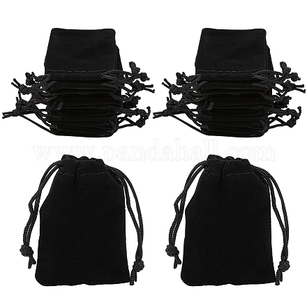 Beebeecraft 25Pcs Velvet Drawstring Bags 7x5CM Black Rectangle Jewelry Pouches for Jewelry Earplug and Key Chains TP-BBC0001-04B-03-1