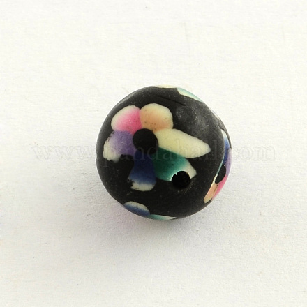 Handmade Flower Pattern Polymer Clay Beads CLAY-Q175-06-1
