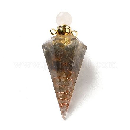 Natural Labradorite Perfume Bottle Pendants G-H285-01G-09-1