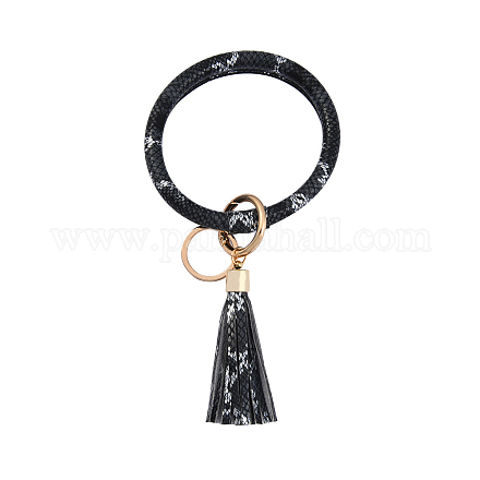 Porte-clés bracelet en similicuir pu motif peau de serpent KEYC-PW0009-08I-1