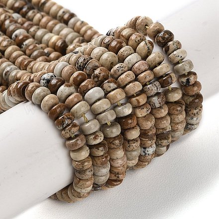 Chapelets de perles en jaspe avec images naturelles G-H292-A03-01-1