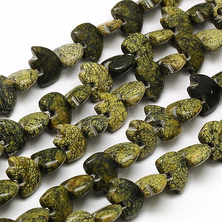 Perles en pierre de serpentine / dentelle verte d'ours blanc G-A128-AS04-1