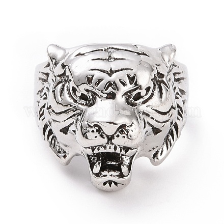 Широкие кольца с головой тигра для мужчин RJEW-F126-06AS-1