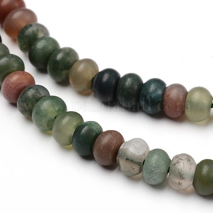 Frosted Natural Indian Agate Rondelle Bead Strands G-L379-06-6x4mm-1