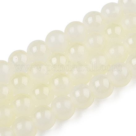 Backen gemalt Nachahmung Jade Glas runden Perle Stränge DGLA-N003-6mm-02-1