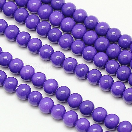 Eco-Friendly Round Baking Paint Glass Beads Strands HY-A003-8mm-RV36-1