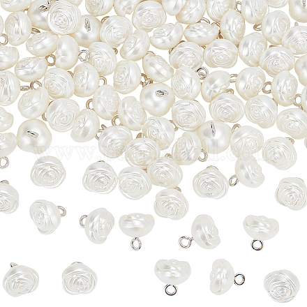 Wadorn 100 pièces boutons à tige en plastique imitation perle FIND-WR0010-12-1