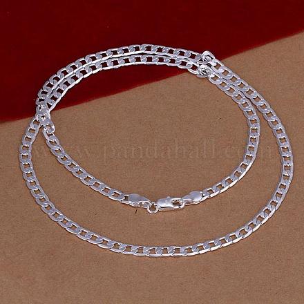 Popular Silver Color Plated Brass Curb Chain Necklaces For Men NJEW-BB12724-24-1