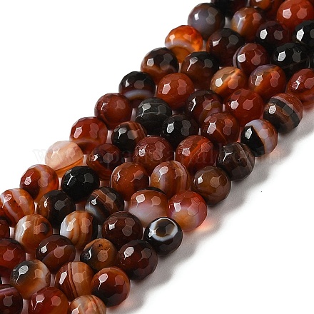 Chapelets de perles en agate à rayures naturelles/agates à bandes G-A246-8mm-12-1