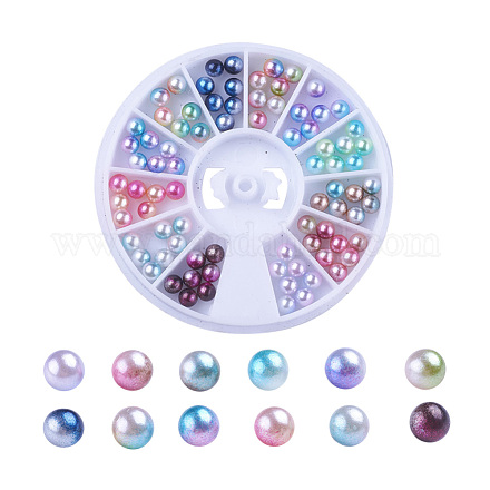 Rainbow Acrylic Imitation Pearl Beads OACR-X0006-12-4mm-1