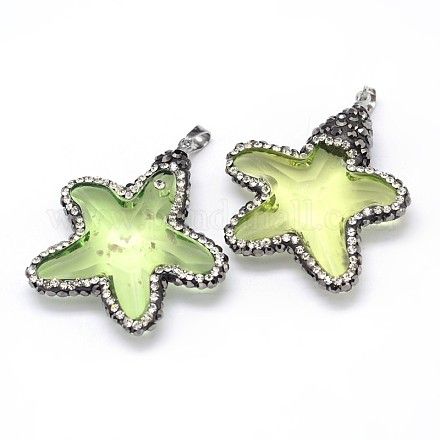 Étoiles de mer pendentifs en strass de verre GLAA-N0019-06B-1