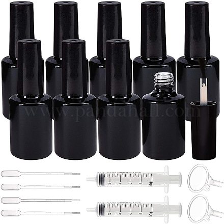 FINGERINSPIRE 15 Pcs 10ml Empty Nail Polish Bottles with 2pcs Brush Cap Funnel DIY-BC0011-19-1
