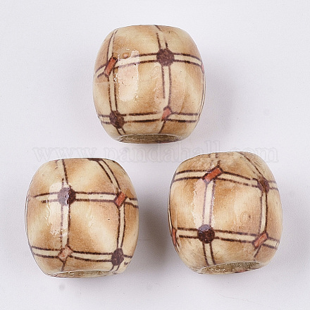 Printed Natural Wood Large Hole Beads WOOD-R251-01G-LF-1