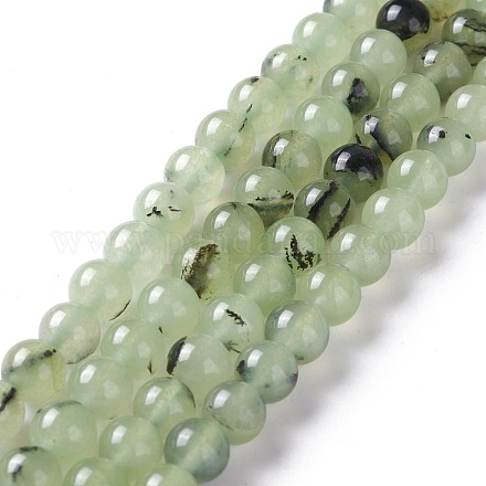 Brins de perles de préhnite imitation jade blanc naturel G-I299-F12-6mm-1