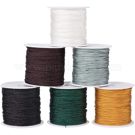 JEWELEADER 6 Rolls About 230 Yards Braided Nylon Craft Thread Cord 1mm Satin Trim Cord Chinese Knotting Beading Cord for DIY Jewellery Making Macrame Friendship Bracelets - Mixed Color NWIR-PH0001-25-1