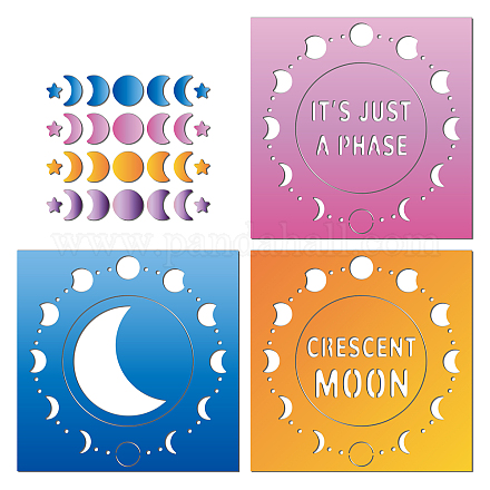 GLOBLELAND 2Set 4Pcs Moon Phases Cutting Dies for DIY Scrapbooking Metal Words Die Cuts Embossing Stencils Template for Paper Card Making Decoration Album Craft Decor DIY-WH0309-1175-1