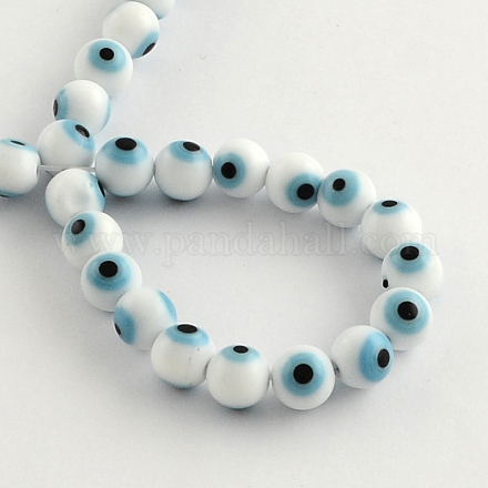 Perles rondes vernissées de mauvais œil manuelles LAMP-R114-10mm-07-1