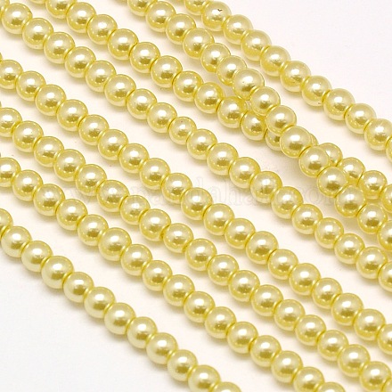 Brins de perles rondes en verre teinté écologique HY-A002-4mm-RB036-1