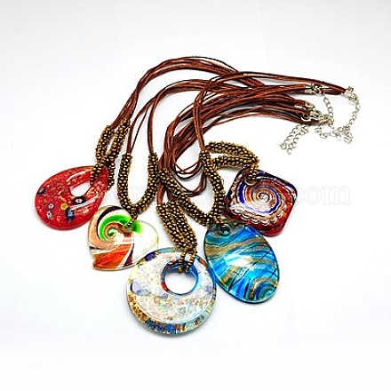 Handmade Lampwork Necklaces NJEW-F025-05-1