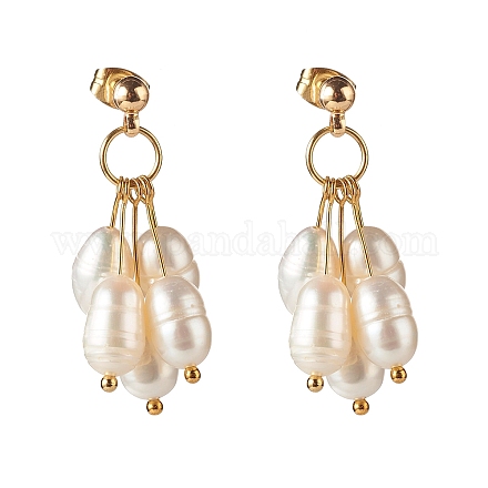 Boucles d'oreilles perle naturelle X1-EJEW-TA00006-1