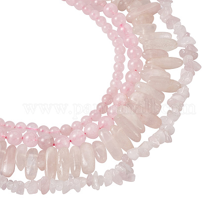 Kissitty 4 brins 4 brins de perles en pierre de quartz rose naturel G-KS0001-11-1