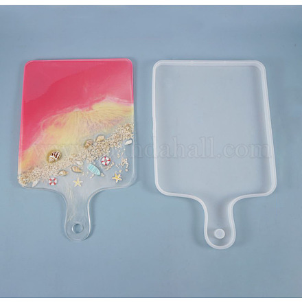 Stampi in silicone per piatti da portata con manico rettangolare X-DIY-L021-54-1