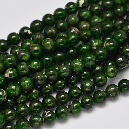 Round Natural Green Diopside Bead Strands G-F289-20-6mm-1