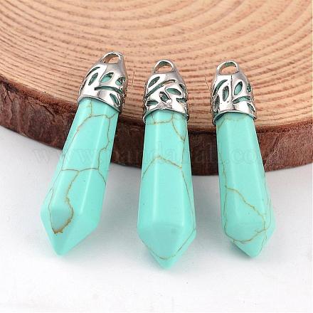 Dyed Bullet Synthetic Turquoise Pendants G-E332-C12-1