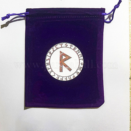Pochettes avec cordon de rangement de bijoux en velours runes WICR-PW0007-01M-1