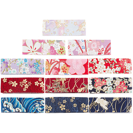 Gorgecraft 12 Yards 12 Farben japanisches Blumen-Baumwollband im Kimono-Stil OCOR-GF0001-70-1