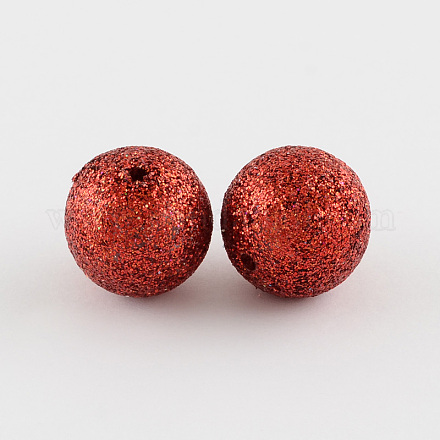 Chunky Gumball Bubblegum Acrylic Glitter Powder Round Beads OACR-Q002-03-1