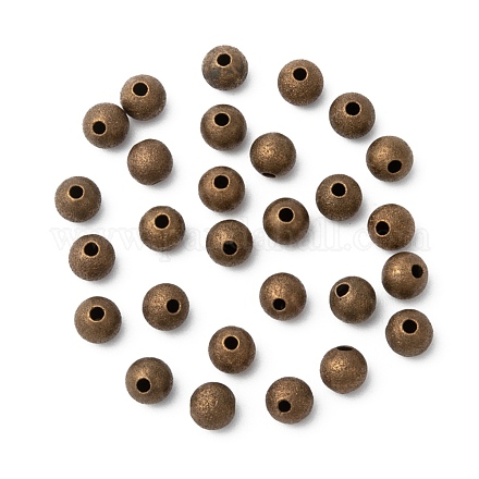 Perles rondes texturées en laiton de couleur bronze antique X-EC248-NFAB-1
