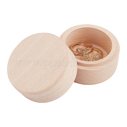 Round Wooden Storage Boxes Ring Box CON-WH0079-88-1
