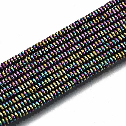 Fili di perline di ematite sintetica non magnetica placca arcobaleno X-G-T114-58-M-1