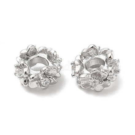 Perles intercalaires en zircone cubique transparentes pavées de laiton KK-K333-31P-1