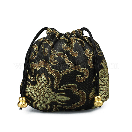 Pochettes d'emballage de bijoux en brocart de soie de style chinois PAAG-PW0001-161F-1