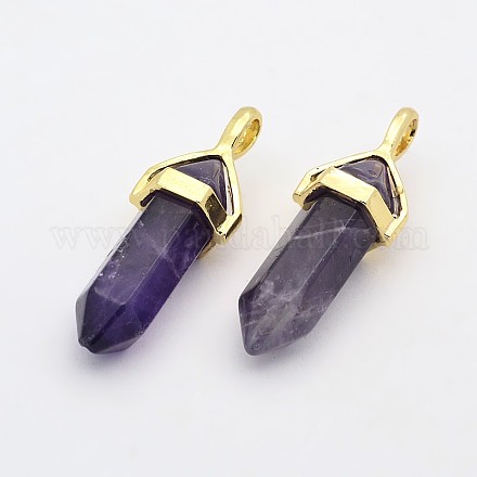 Natural Bullet Gemstone Double Terminated Pointed Pendants G-N0121-13-1