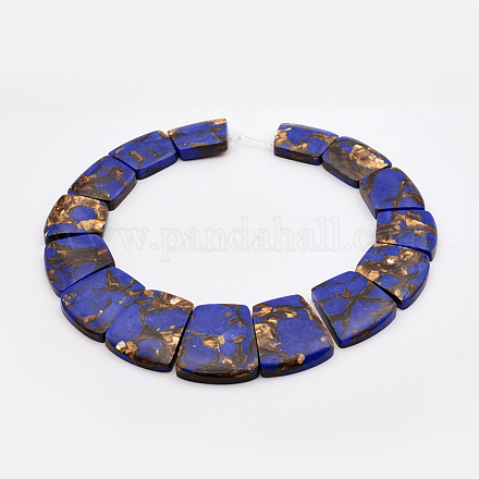 Assembled Synthetic Bronzite and Lapis Lazuli Graduated Beads Strands G-P296-E01-1