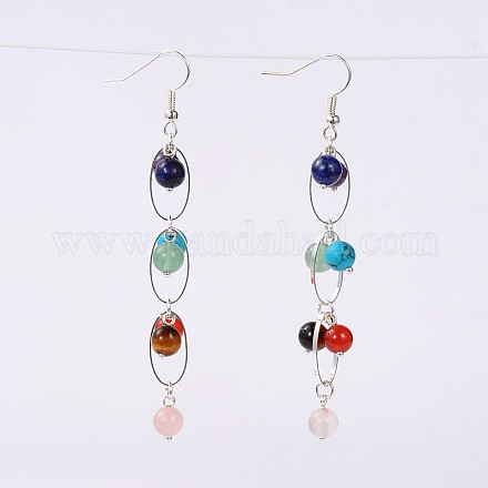 Trendy Gemstone Dangle Earrings EJEW-JE01429-1