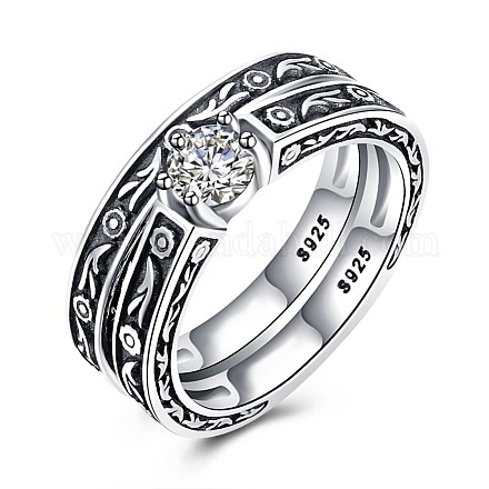 Anillos de dedo de plata 925 esterlina tailandesa RJEW-BB30834-9-1
