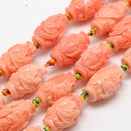 Synthetic Coral Carven Beads Strands CORA-G112-B-01-1