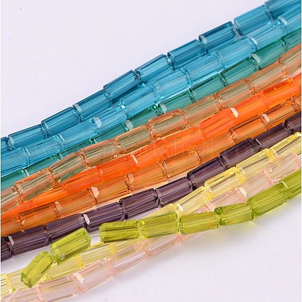 Faceted Cuboid Transparent Glass Beads Strands GLAA-J081-A-M-1