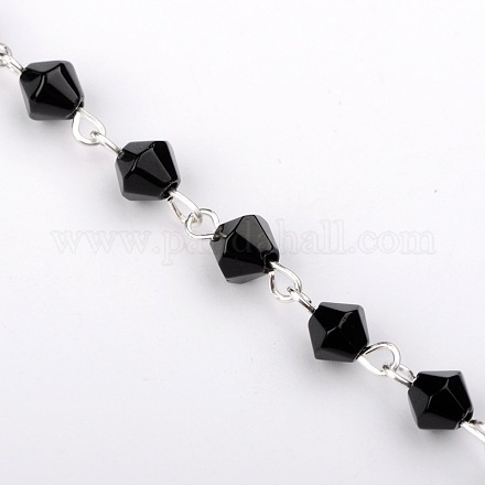Chaînes de perles de verre bicone manuelles pour fabrication de bracelets et colliers AJEW-JB00040-05-1