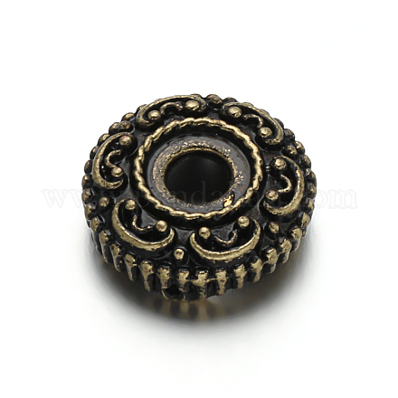 Tappi apetalous piatti rotondi stile tibetano perline in lega TIBE-ZN-13377-AB-RS-1