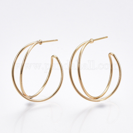 Brass Stud Earrings KK-T038-304G-1
