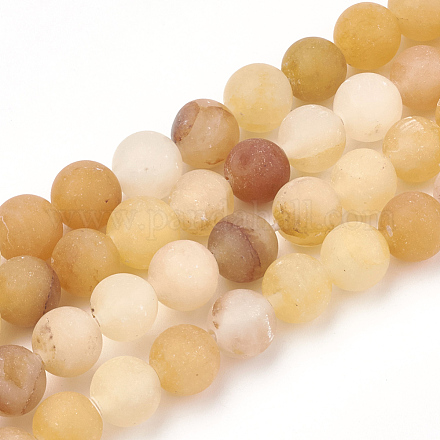 Chapelets de perles en jade jaune naturel G-T106-246-1
