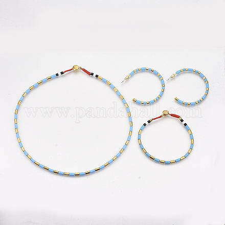 Conjuntos de jeweley de aleación pintada con aerosol SJEW-S044-01B-1