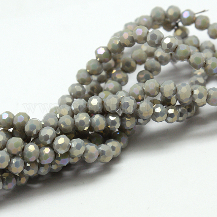 Faceted(32 Facets) Round Full Rainbow Plated Imitation Jade Electroplate Glass Beads Strands EGLA-J130-FR11-1
