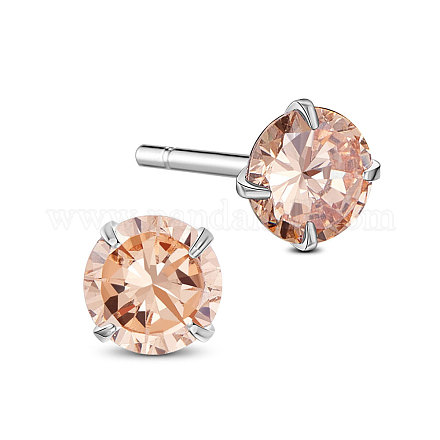 SHEGRACE Rhodium Plated 925 Sterling Silver Four Pronged Ear Studs JE420E-01-1